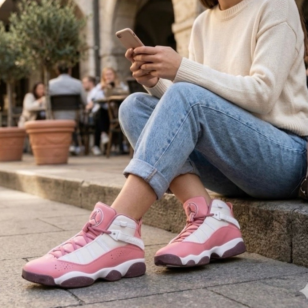 Nike Jordan 6 Rings Coral Chalk sneakers Tennis shoes streetwear trackers pink